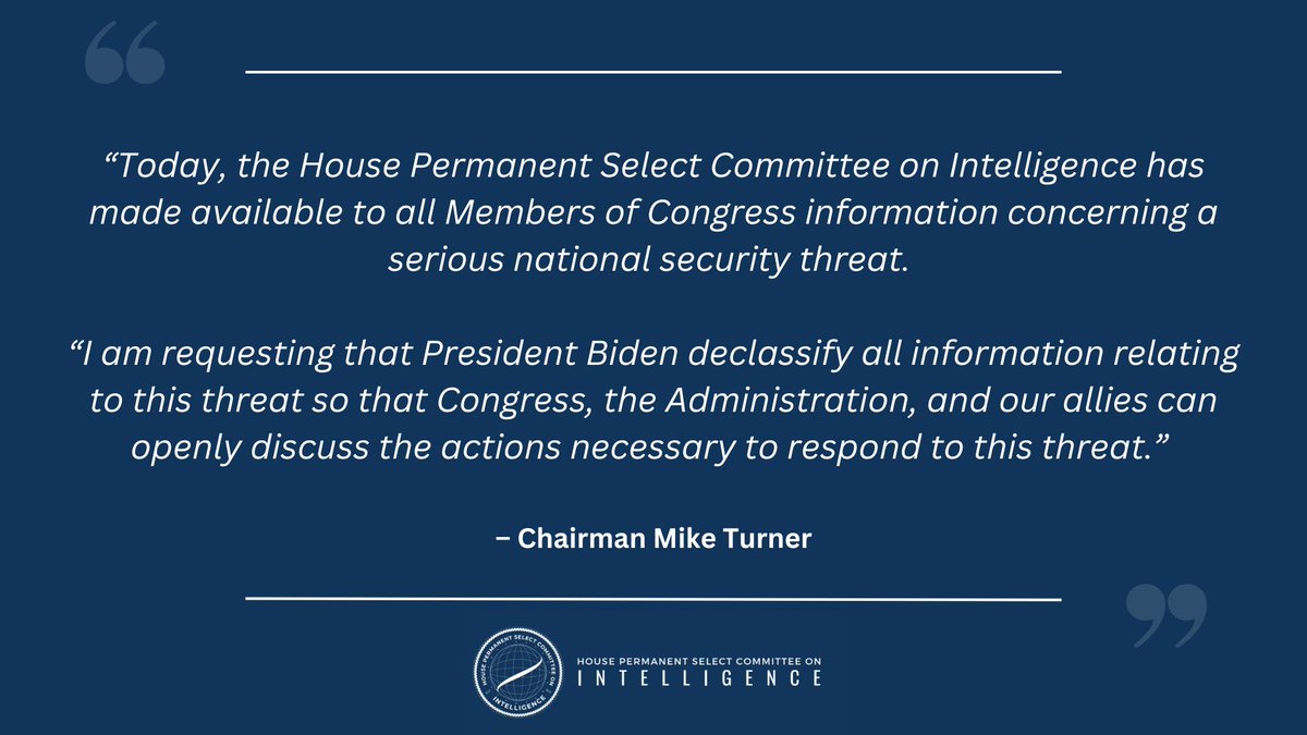 Statement from Chairman <a href="/RepMikeTurner/">US Rep. Mike Turner</a>: