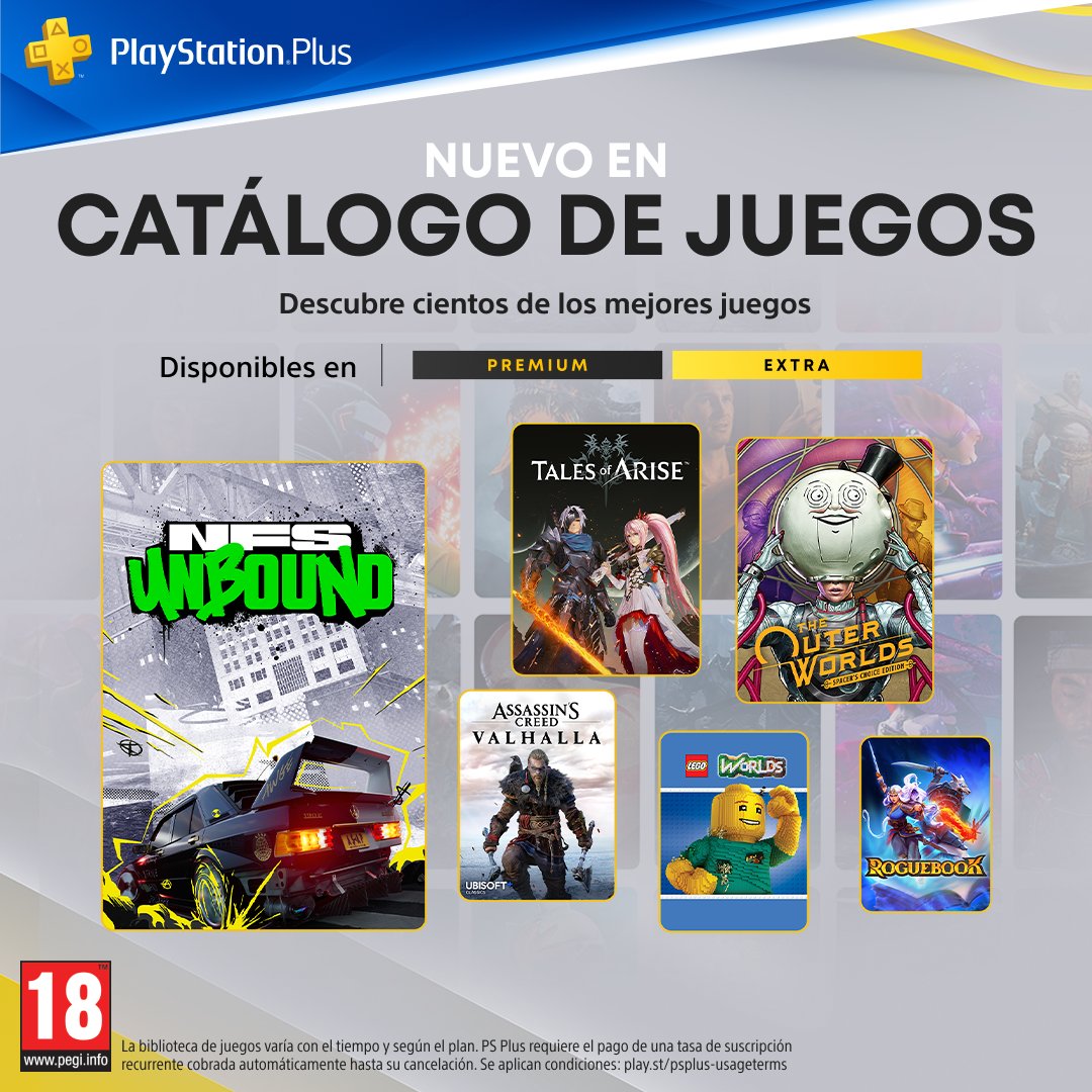 ¡Anunciamos la actualización del catálogo de #PlayStationPlus Extra y Premium de FEBRERO!
🛞Need for Speed Unbound
🚀The Outer Worlds
⚔️ Tales of Arise
... ¡y mucho más! Toda la info: bit.ly/CPFEB24