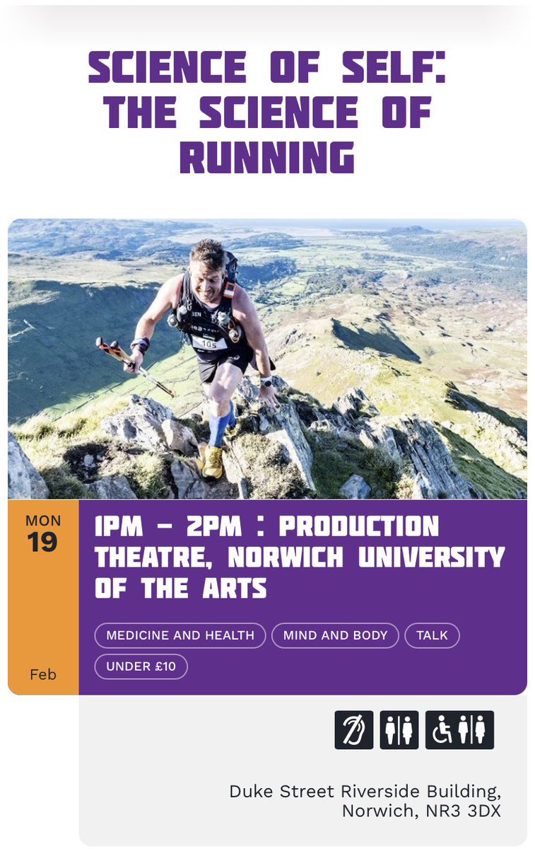 🏃🏻‍♂️ My first event at the STEMMtastic @NorwichSciFest is ‘The Science of Running’ on Mon19 at 1pm. Come along to see how I trained for the worlds toughest mountain race @DragonsBackRace with @13machine13 and @LMasonSU 🏃🏻‍♀️ 🏃🏿 norwichsciencefestival.co.uk/whats-on/the-s… 🏃🏻‍♂️