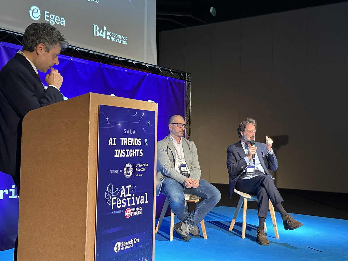 Concludiamo con un intervento sull’evoluzione del fintech. Gimede Gigante, direttore di ICE, insieme ad Andrea Ferretti di EY e Alessandro La Pergola di Banca Progetto, evidenzia la necessità della collaborazione tra #banche, #fintech e #AI per innovare il mercato. #AIFestival
