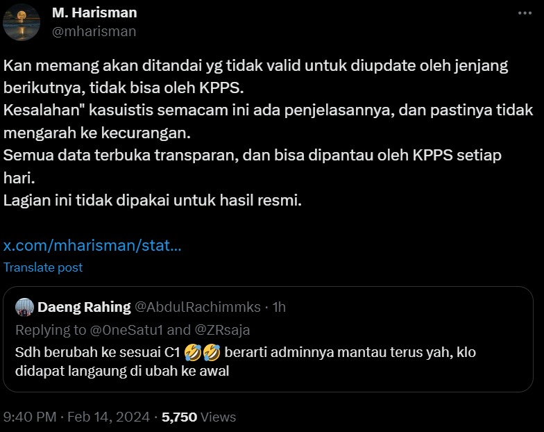 mharisman's tweet photo. @serenopity Gampang saja cek ini.
Besok buka web https://t.co/PluMcL1Xf5
Cari TPS-nya, bandingkan numerik dan photo.
KPU membuka semua data secara transparan utk revisi di counter check kembali oleh KPPS.
Why worry? https://t.co/ebTXENuAII