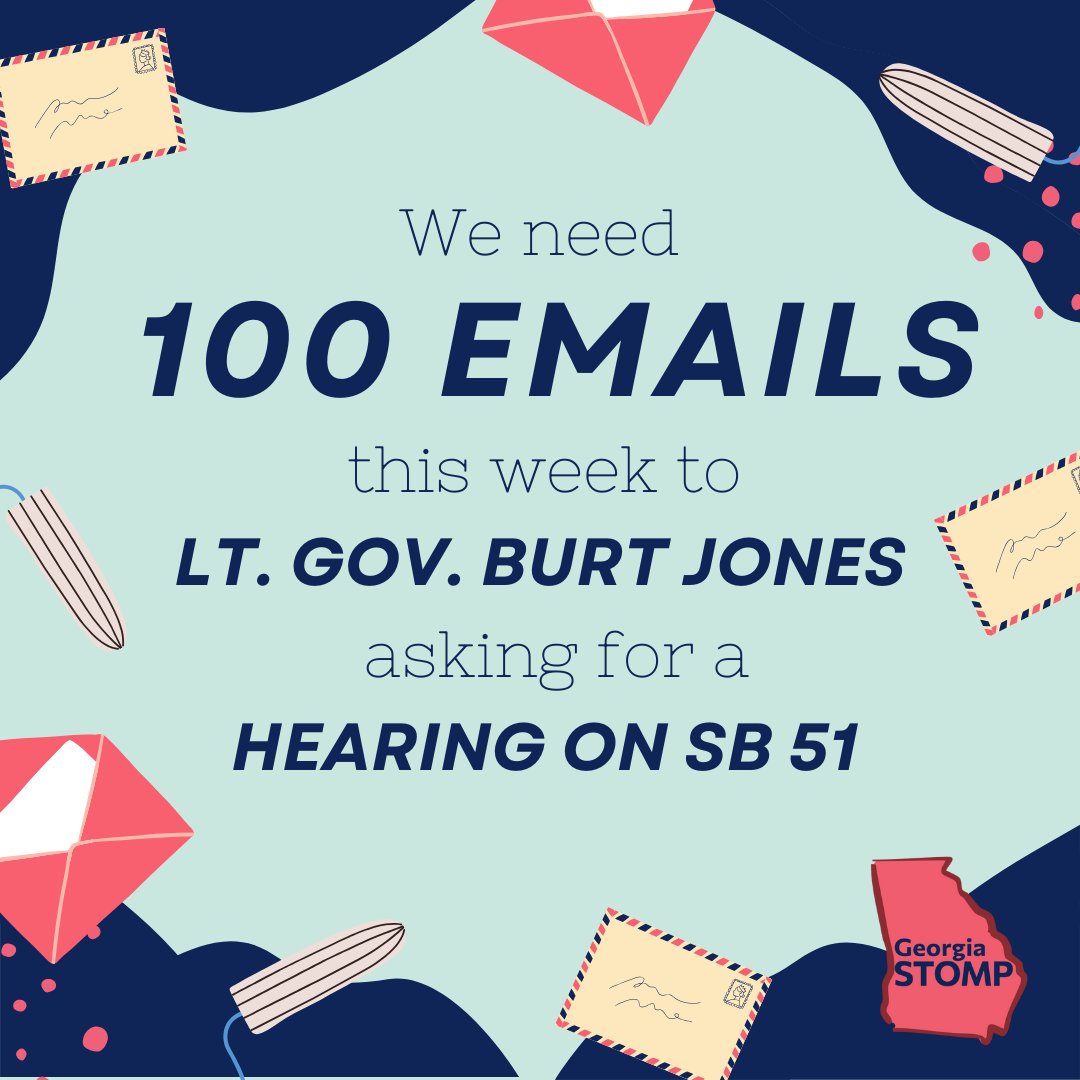This week, President of the Senate, Lt. Governor Burt Jones needs to hear from advocates asking for a 2nd hearing and a VOTE on SB51. 
We've made it easy for you -- click the link, enter your name and address, and click send to deliver your email.
georgiastomp.org/take-action/#/…