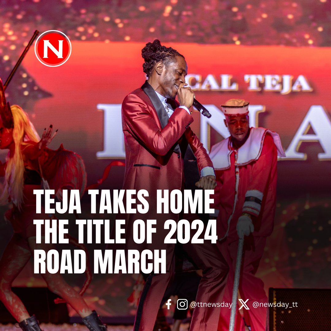 Newsday_TT's tweet photo. Mical Teja takes home the title of 2024 Road March with his song DNA which was played a total of 341 times on Carnival stages at the various judging points in Trinidad and Tobago. https://t.co/cLYBO9feM7