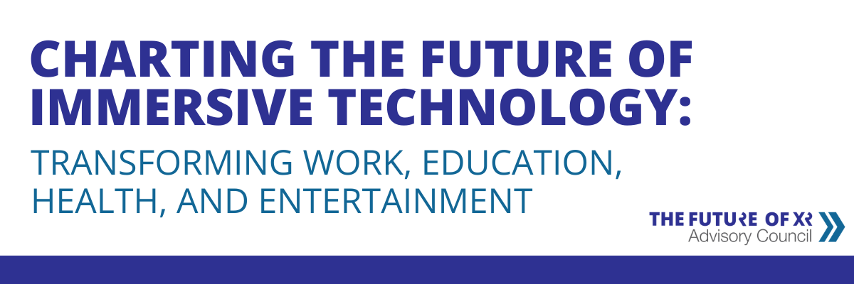 XR Association (@xrassociation) on Twitter photo Tomorrow, XRA will unveil its new whitepaper, “Charting the Future of Immersive Technology," on the critical issues impacting XR.
Register today for our launch event, featuring a panel discussion with <a href="/e_liz_dc/">Elizabeth Hyman</a>, <a href="/spivackjameson/">Jameson Spivack</a>, <a href="/Ellysse_D/">Ellysse Dick</a> and <a href="/kpodnar/">Kristina Podnar</a>: xraymportal.xra.org/event/xrac Tomorrow, XRA will unveil its new whitepaper, “Charting the Future of Immersive Technology," on the critical issues impacting XR.
Register today for our launch event, featuring a panel discussion with <a href="/e_liz_dc/">Elizabeth Hyman</a>, <a href="/spivackjameson/">Jameson Spivack</a>, <a href="/Ellysse_D/">Ellysse Dick</a> and <a href="/kpodnar/">Kristina Podnar</a>: xraymportal.xra.org/event/xrac