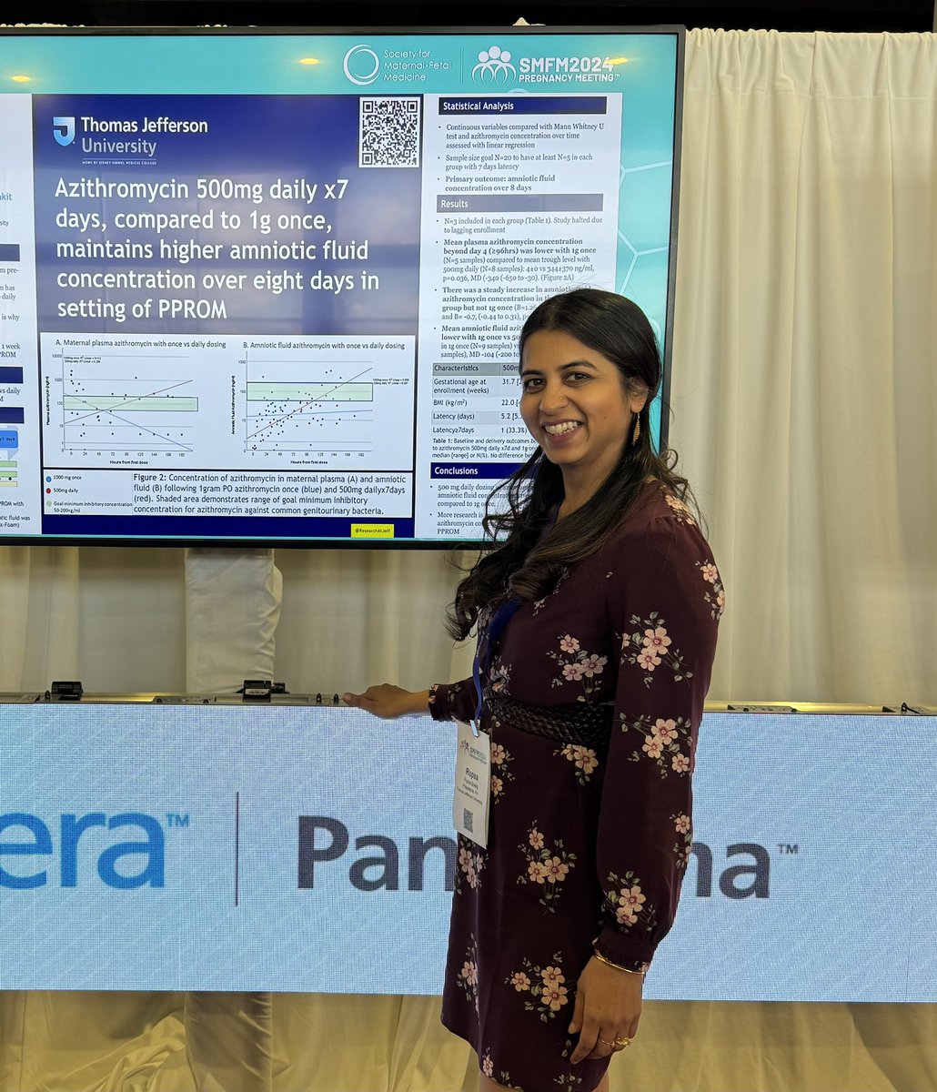 Thrilled to present our work on azithromycin dose comparison in PPROM! #SMFM24 @MySMFM @ThrasherFund
