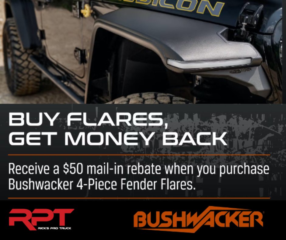 RicksProTruck's tweet photo. Bushwacker rebate available now until March 31st. https://t.co/tH5qvel3WM https://t.co/JBWc6idtEz