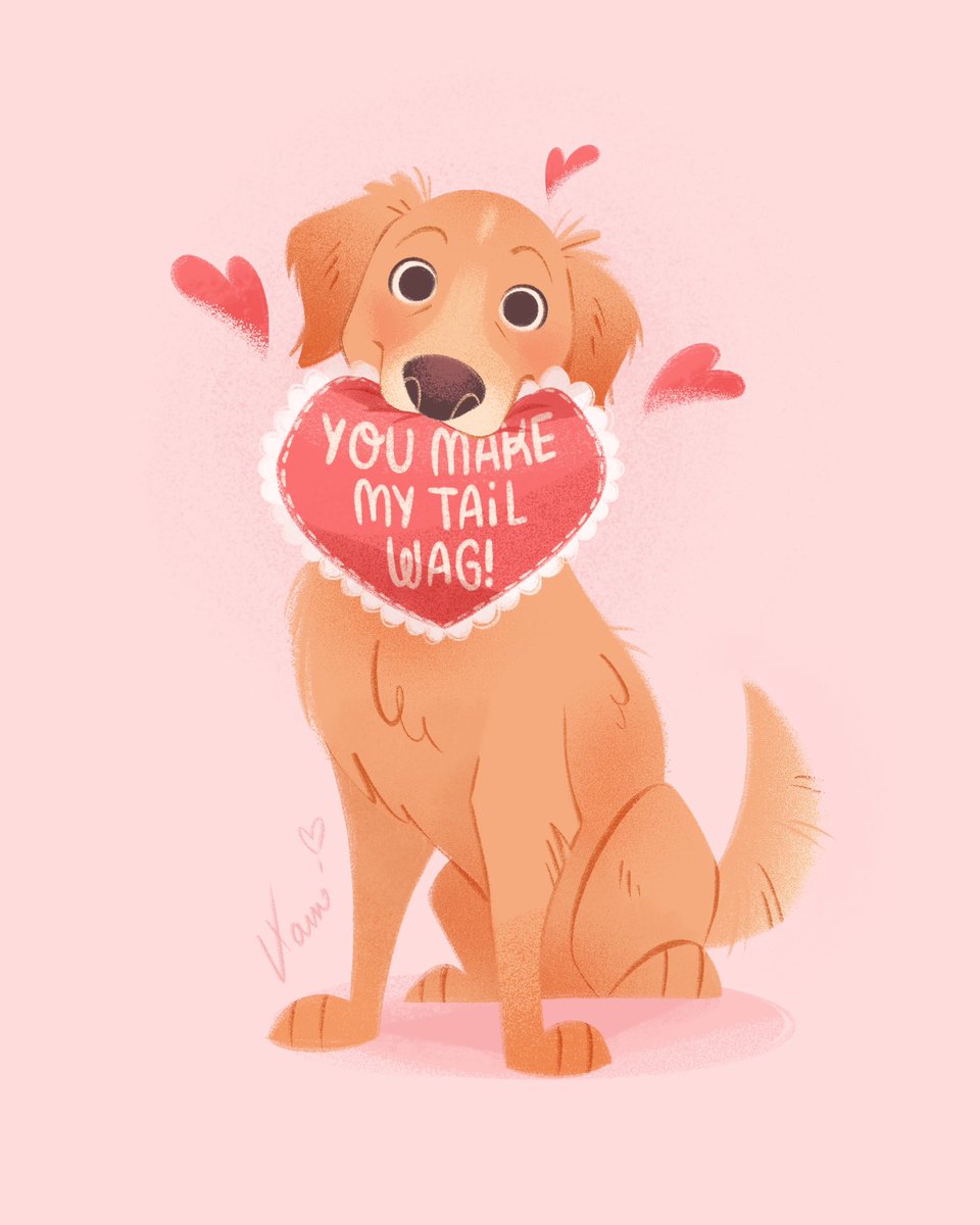 All you need is love ... and a dog. 💖🐾 #ValentinesDay #ArtistOnTwitter