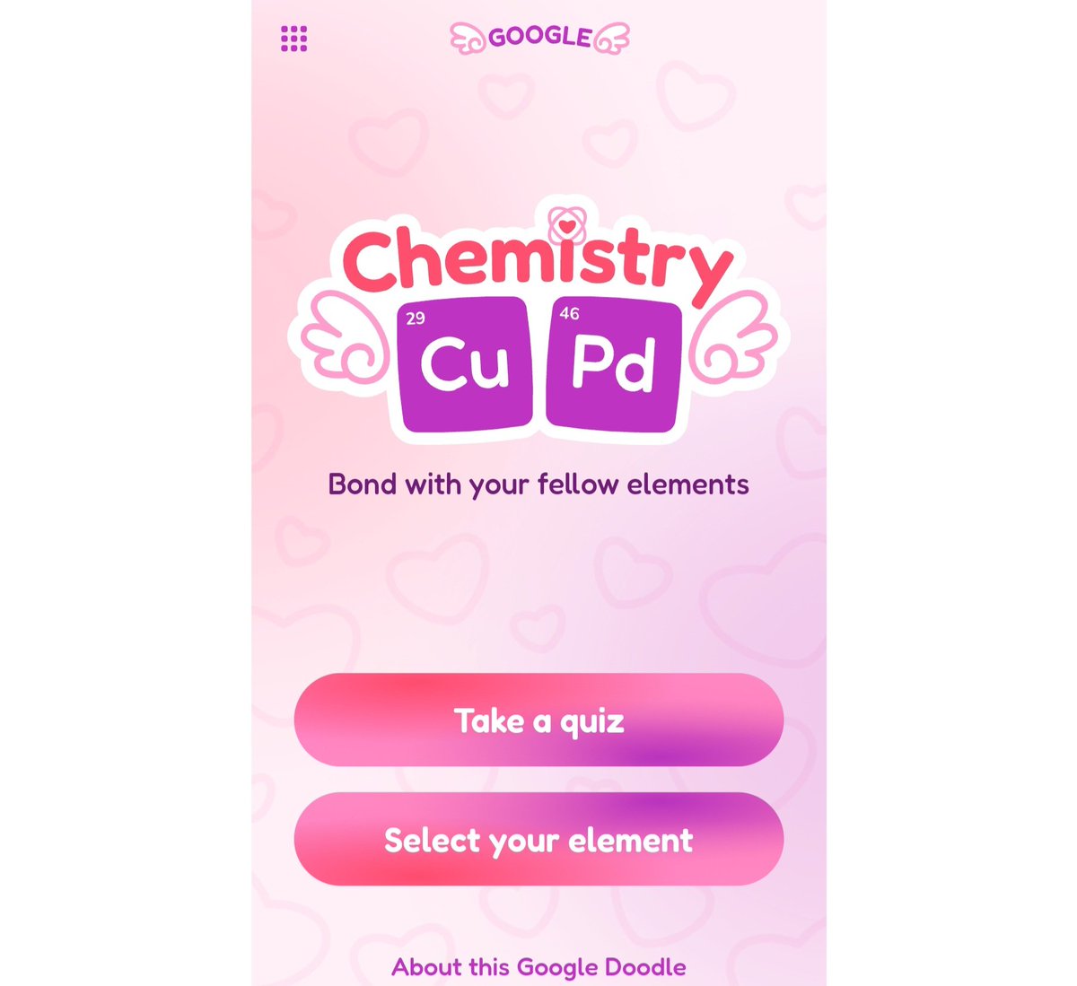DrJHummer's tweet photo. Hey Science teachers! Check out today's Google Doodle!  #STEMeducation #Science #chemistry #ValentinesDay https://t.co/AvpPed8SSZ