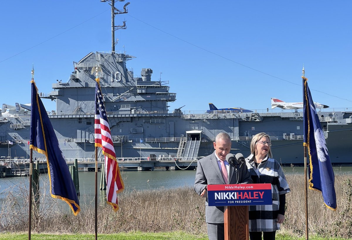 .@GenDonBolduc speaking at Patriots Point in front of the USS Yorktown 🇺🇸