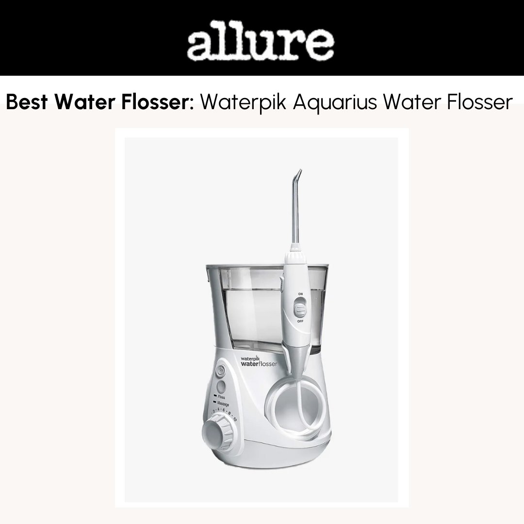 We are excited to announce that Waterpik Aquarius water flosser was named 'Best Water Flosser' by Allure in their article titled '9 Best Flosses That'll Upgrade Your Dental Care Routine!' Read the article here: ow.ly/MgHp50QBg12 @allure