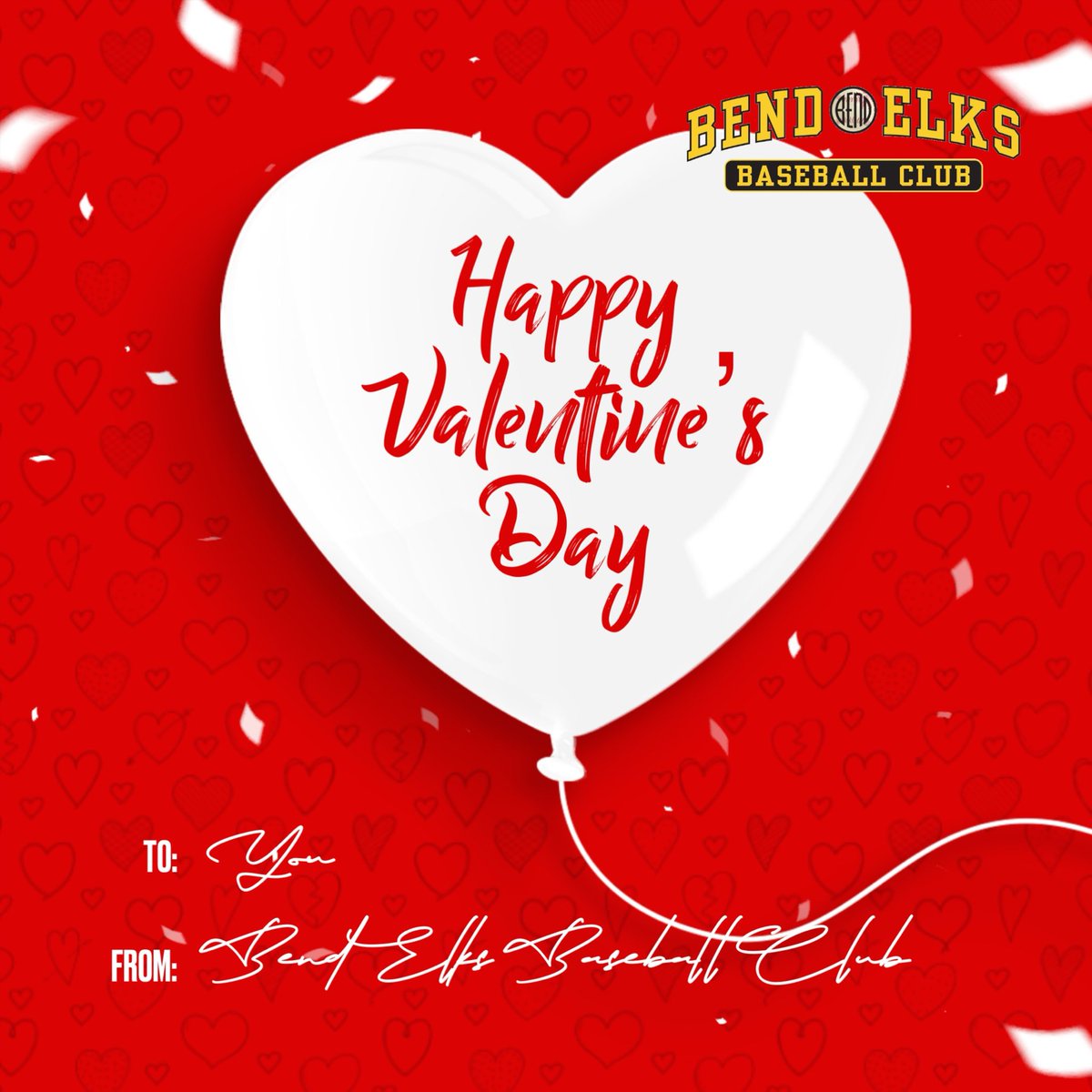 #happyvalentinesday2024 to the best baseball community ever! We love every one of our players, coaches, fans, sponsors, staff, and host family that is part of the Central Oregon baseball community and the #BendElks! Can’t wait to see you back in Vince Genna Stadium May 31st! 🦌⚾️