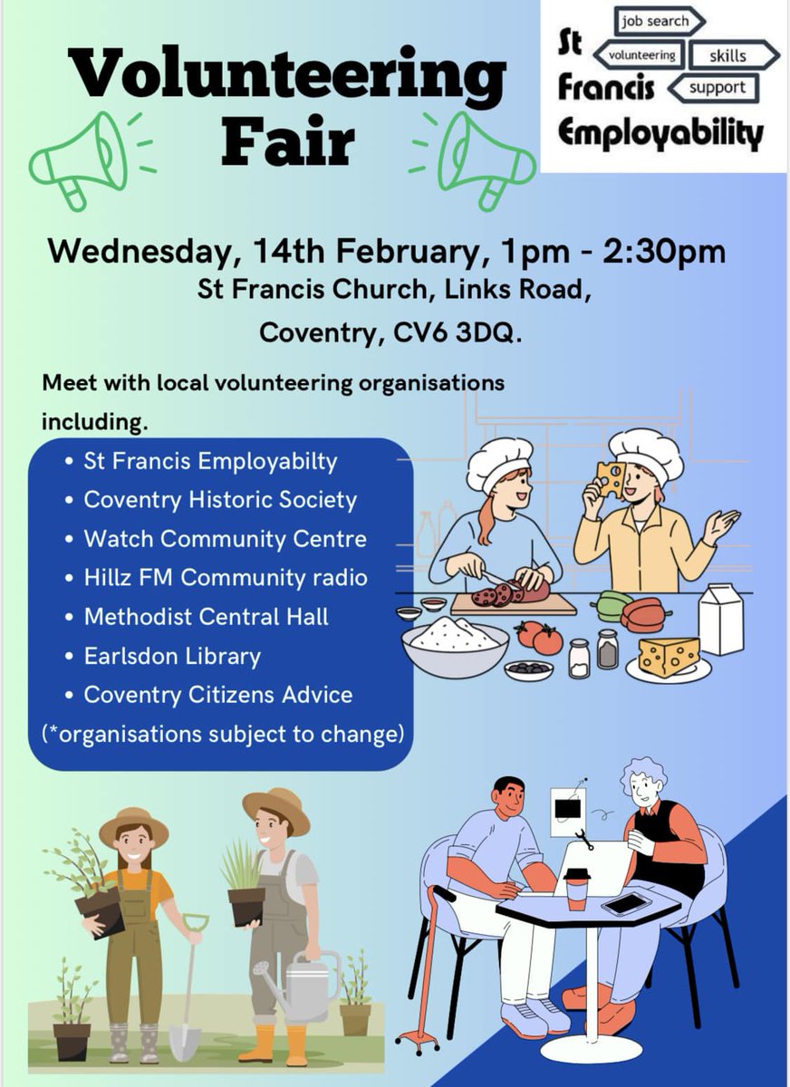 stfcov's tweet image. Our volunteering fair is TODAY, come along and meet some wonderful organisations that your spare time could really support!