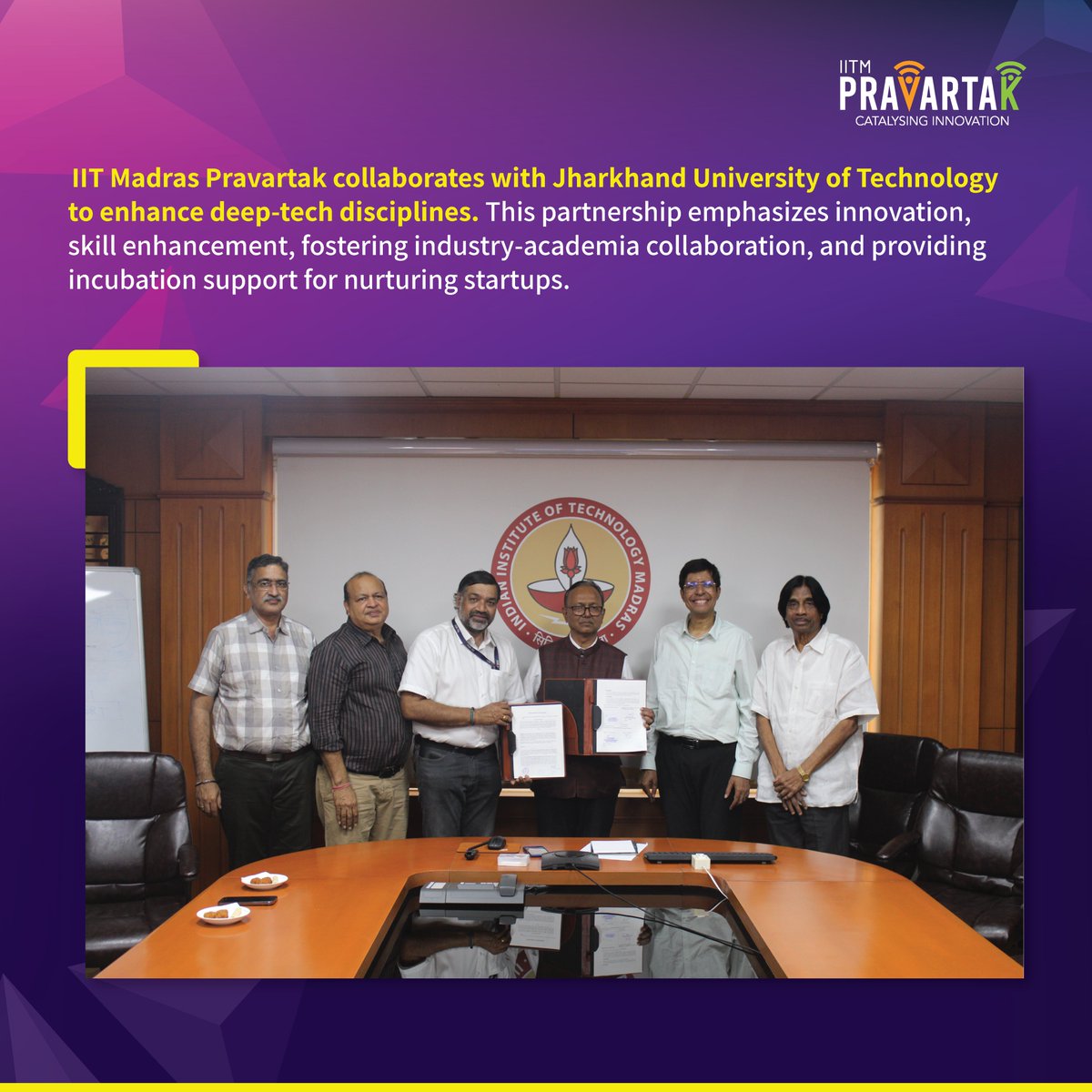 IIT Madras Pravartak collaborates with Jharkhand University of Technology to enhance deep-tech disciplines. This partnership emphasizes innovation, skill enhancement, fostering industry-academia collaboration, and providing incubation support for nurturing startups.
<a href="/JutRanchi/">JutRanchi</a>