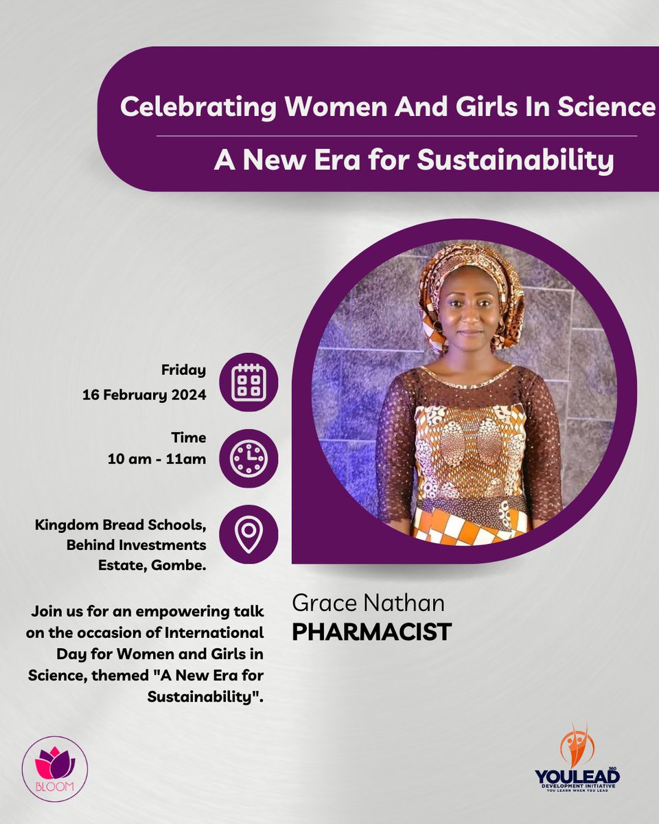 Bloom4STEM's tweet photo. 🌐 Join us for an inspiring talk as we mark the International Day for Women and Girls in Science! 🌱
🔬 Theme: "A New Era for Sustainability"
Don't miss out on this empowering conversation! 🌟
#WomenInScience
#Sustainability
#girlsinscience
#Bloom4Stem https://t.co/SIUfmjmjAC