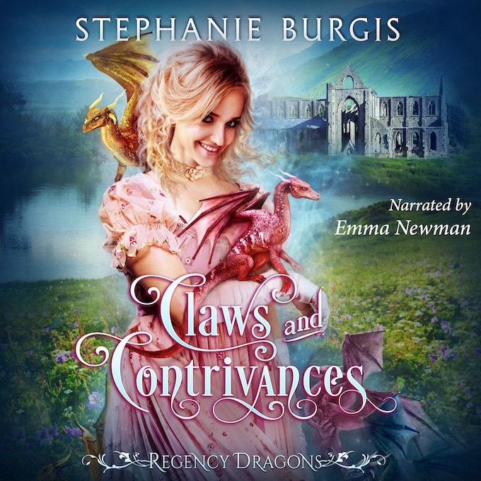 Wooot: the audiobook for my Regency fantasy rom-com, Claws & Contrivances, is out TODAY, beautifully narrated by @EmApocalyptic! Snap it up now: books2read.com/claws