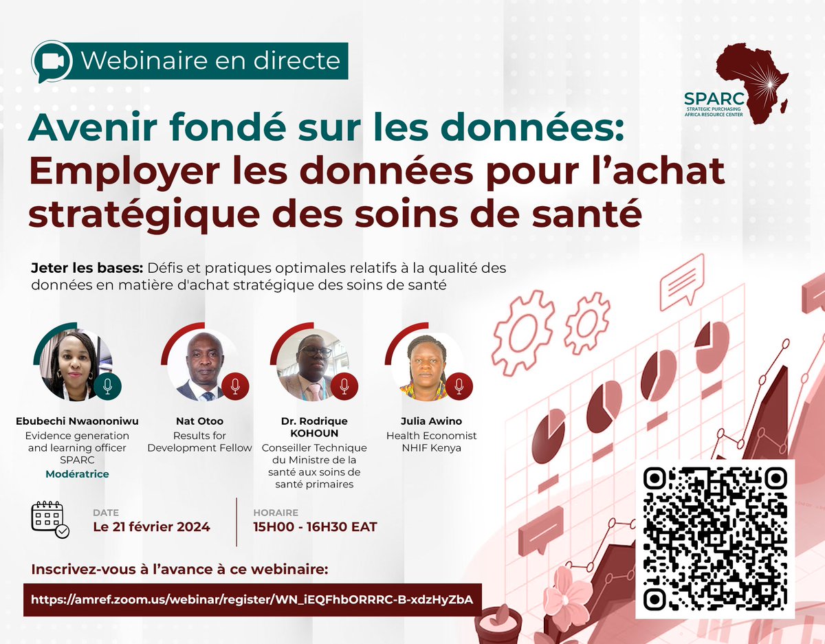 Vous êtes inscrit ? Rejoignez la série de webinaires de SPARC et découvrez comment les données sont collectées, synthétisées, analysées et exploitées pour l'achat stratégique et le financement de la santé - inscrivez-vous dès maintenant à: amref.zoom.us/webinar/regist…