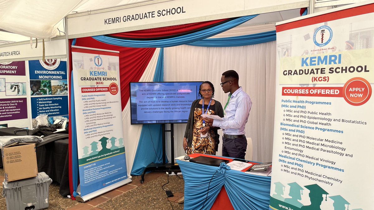 Visit the KEMRI Graduate School booth at the ongoing #KASH2024 ⁦@KEMRI_Kenya⁩ and learn more about our exciting postgraduate programmes and shortcourses. May 2024 intake registration is ongoing!