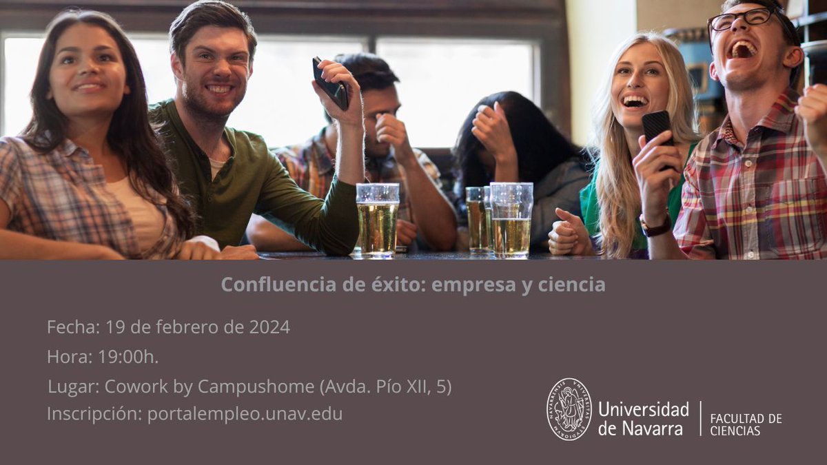 'Confluencia de éxito: empresa y ciencia', este será el tema del próximo #BeerTalent

🗓️ 19-F
⌚️19h.
🏣@CampusHome