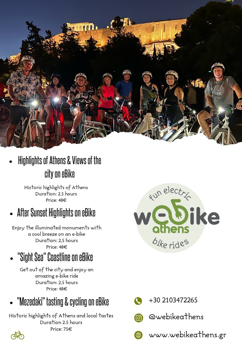 WeBikeAthens's tweet photo. What do you think about our new flyer? 
#greece #athens #ebiketour #ebikes #webikeathens https://t.co/4KIy4u40pY