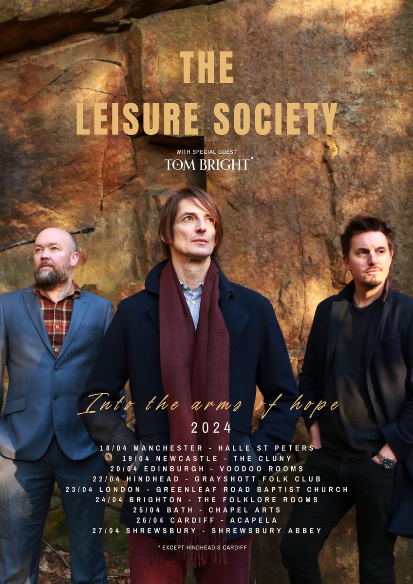 Delighted to announce I’ll be supporting @LeisureSociety on their upcoming UK tour. Superb (Ivor Novello-nominated) song-smithery in some of my favourite cities/stunning venues (and fellow @dcfcofficial fans). Tickets 👉🏼 linktr.ee/tombrightmusic 🎫🐏 #TheLeisureSociety #UK #Tour