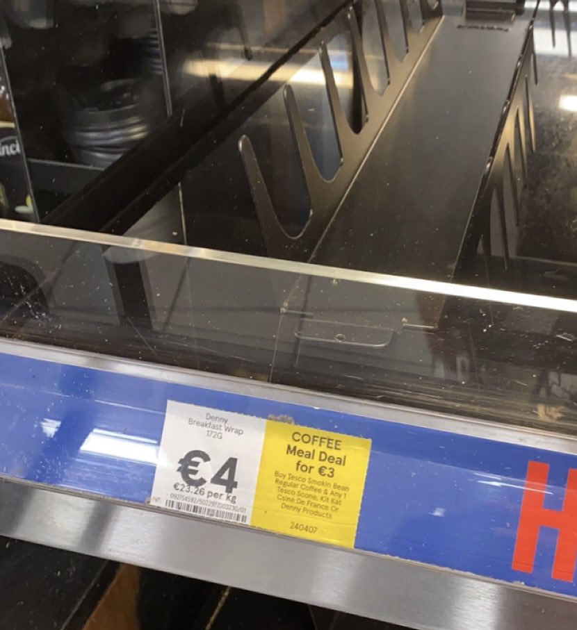 matt_s_c's tweet photo. @TescoIrl  the price of the heated sandwiches has doubled from 2€ to 4€ it was bad enough when it went from 1€ to 2€ a few months ago #tesco #ireland #tescoireland https://t.co/4CM8ePdj8s