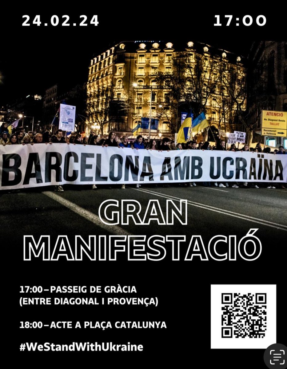 📢 Ens hem adherit al manifest de suport a Ucraïna ara que es commemoren 2 anys de la invasió russa 👉🏾 barcelonaambucraina.org/manifest/ 

Us animem a participar la setmana que ve en la manifestació programada!

📅 24 de febrer
⏰ 17 hores
📍 Passeig de Gràcia (Barcelona)