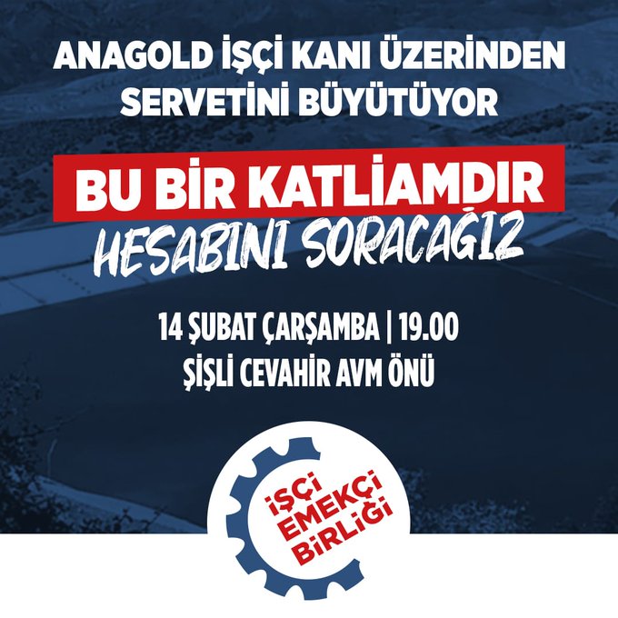 DevGuc_'s tweet photo. Erzincan, İLİÇ'te yaşanan sermaye "kazası" nın faillerine, patronların düzenine karşı Şişli'de buluşuyoruz.

Geleceğimizi kurtarmak, işçi kıyımını ve doğa talanını engellemek için sokaklardan sesimizi yükseltiyoruz: 
KADERLERİMİZİ KATLİAM GÖRENLER
SON GÜNLERİNİ GÖRECEKLER! https://t.co/4yIpDVCpFn