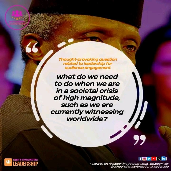SOTL_Leadership's tweet photo. "Engage with us! 🌐 In times of multiple global crises, what specific actions do you believe are crucial for effective leadership and transformational change? Share your thoughts and let's ignite a meaningful conversation. #LeadershipInCrisis #GlobalChallenges #AudienceEngagement https://t.co/MoP4nkYRoP