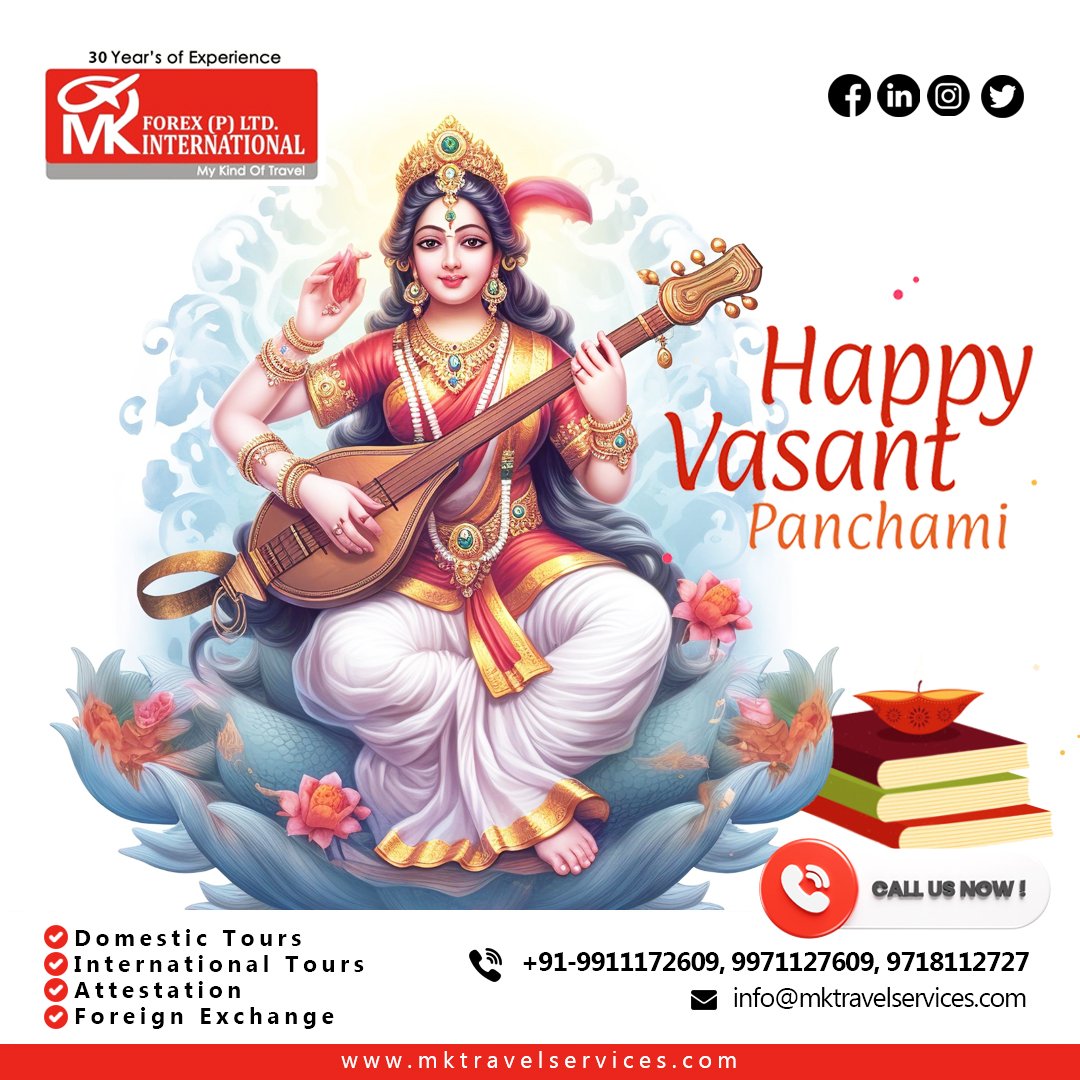 Embrace the vibrant spirit of Vasant Panchami with MK Travels! 🌸✨ Let the colors of spring inspire your journey as you prepare for new beginnings and adventures. 🎉 #VasantPanchami #SpringFestival #TravelWithMK #VisaAssistance #DelhiServices