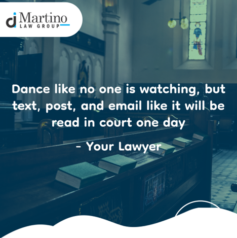 Never leave a paper trail for anything that could be used against you in a court of law! We hope today's legal advice made you smile. rdimartinolaw.com #LegalAdvice #Caution #PaperTrail #EmailEtiquette #SocialMediaAwareness #DigitalFootprint #FutureProof