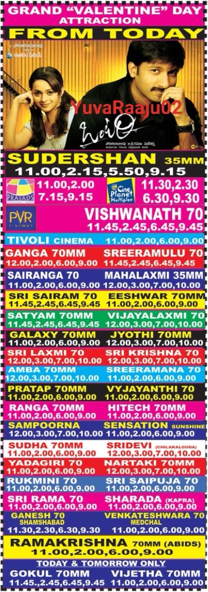 YuvaRaaju02's tweet photo. #16YearsForOntari
Starring: @YoursGopichand 

Twist reveal scene 🥶🥶🥶🤯

#Cheppalanundi song 👌👌

Hyd - SUDARSHAN 35MM - 50DAYS RUN 💥💥 Replaced with #DWar

Secbad - TIVOLI - 14Days RUN Replaced with #Gamyam https://t.co/qVVl0XsGtT