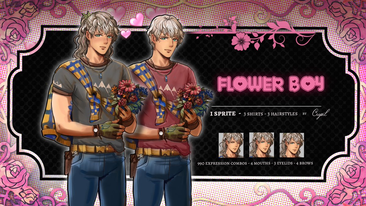 HAPPY VALENTINE'S DAY!! 
I will be releasing some #visualnovel stock sprites you can use for your games, and here's the perfect one for today - Flowerboy ready to cuddle you and keep you warm!

Link: bit.ly/fboy