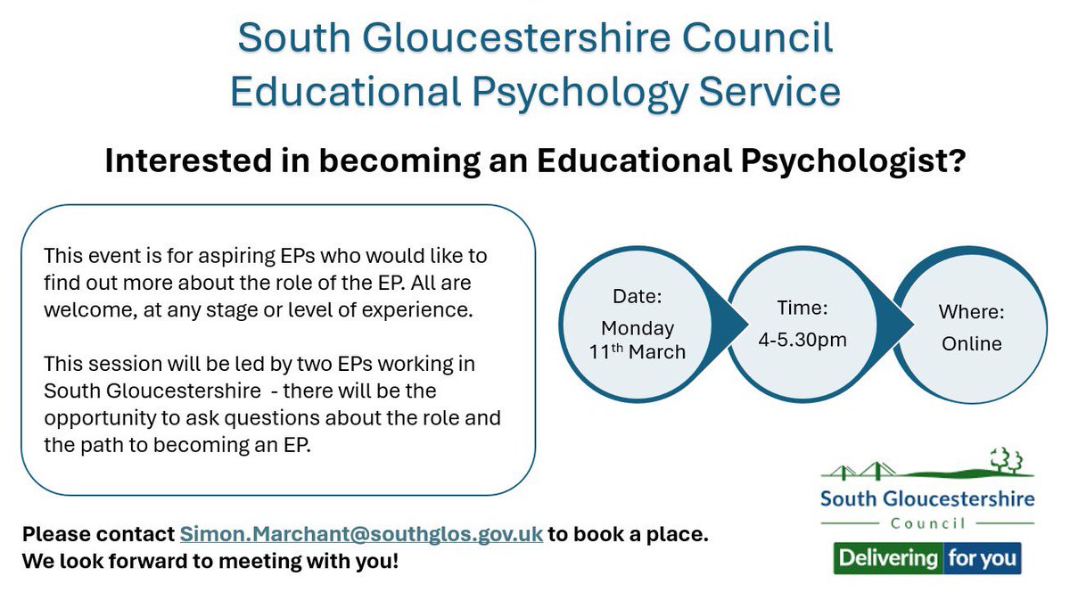 Interested in becoming an Educational Psychologist? Join us online on Monday 11th March at 4pm to find out more. #twittereps #send #elsa #SEND