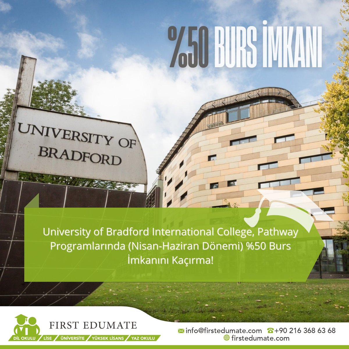 University of Bradford International College, Pathway Programlarında (Nisan-Haziran Dönemi) %50 Burs İmkanını Kaçırma!

Bilgi İçin:

📩 info@firstedumate.com
🔗 firstedumate.com

#universityofbradford #yurtdisiegitim #firstedumate #keremozis