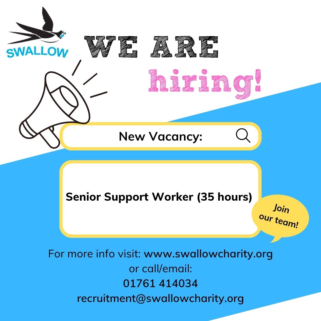 We are hiring! ✨
Come and work for a fantastic local charity and support people with learning disabilities to live life to the full.
Senior Support Worker - 35 hours a week.
For an application pack, please visit our website  - swallowcharity.org/work-for-us