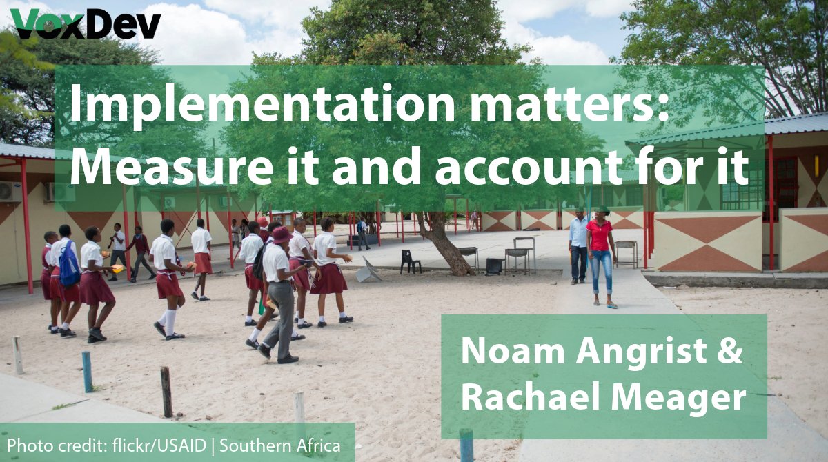 VoxDev (@vox_dev) on Twitter photo Implementation matters: Measure it and account for it
Last month on VoxDev, <a href="/angrist_noam/">Noam Angrist</a> (<a href="/BlavatnikSchool/">Blavatnik School of Government</a> <a href="/youthimpactorg/">Youth Impact</a>) & <a href="/economeager/">Rafe Meager (they/them)</a> (<a href="/UNSW/">UNSW</a>) outlined their research on the effectiveness of a set of education programmes. Read here: voxdev.org/topic/methods-… Implementation matters: Measure it and account for it
Last month on VoxDev, <a href="/angrist_noam/">Noam Angrist</a> (<a href="/BlavatnikSchool/">Blavatnik School of Government</a> <a href="/youthimpactorg/">Youth Impact</a>) & <a href="/economeager/">Rafe Meager (they/them)</a> (<a href="/UNSW/">UNSW</a>) outlined their research on the effectiveness of a set of education programmes. Read here: voxdev.org/topic/methods-…
