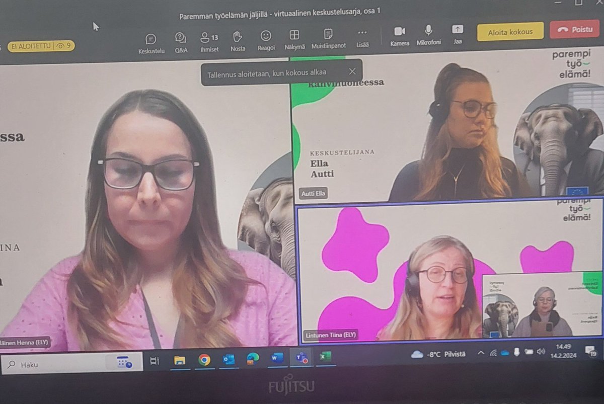 Keskustelemme tänään ihmisistä työpaikalla otsikolla Elefantti kahvihuoneessa Mukana väitöskirjatutkija @ellaeveliinan, kirjailija @MirjaHamalainen, kokemusasiantuntija Paula Laurila ja allekirjoittanut #parempityöelämä