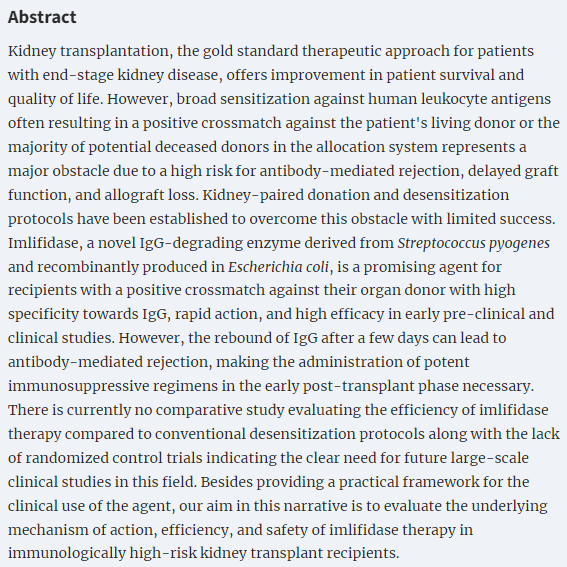 Imlifidase in kidney transplantation https://t.co/Essz5uelSg The ...