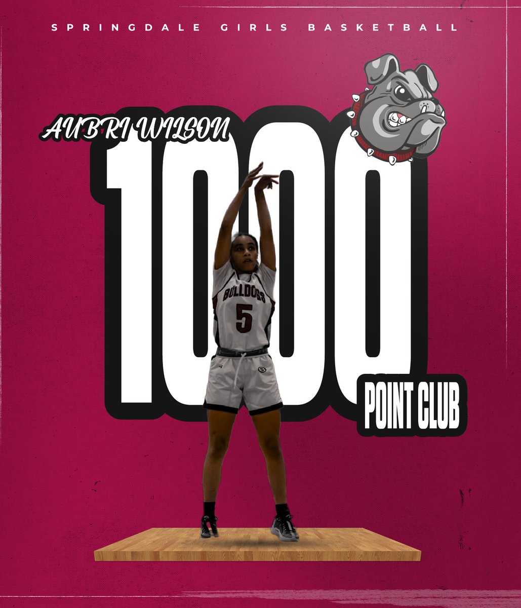 Last night Aubri Wilson scored her 1,000th point as a Springdale Lady Bulldog and joined the elusive 1,000 point club.  Please help us congratulate her and this awesome achievement.  #winner
