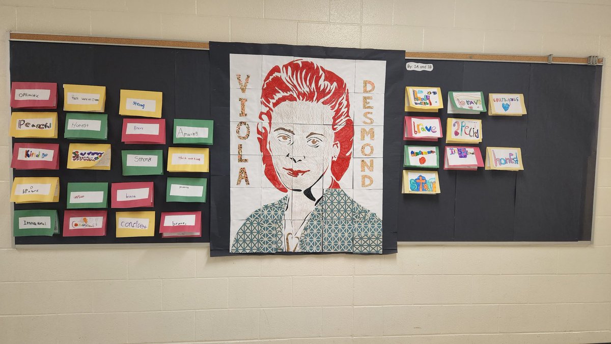 Check out our collaborative art! Grade one's wrote letters to Viola Desmond! She sat down to stand up! @PeelSchools @PDSBDirector @KBruniniBrooks #BHM @WRT_PDSB