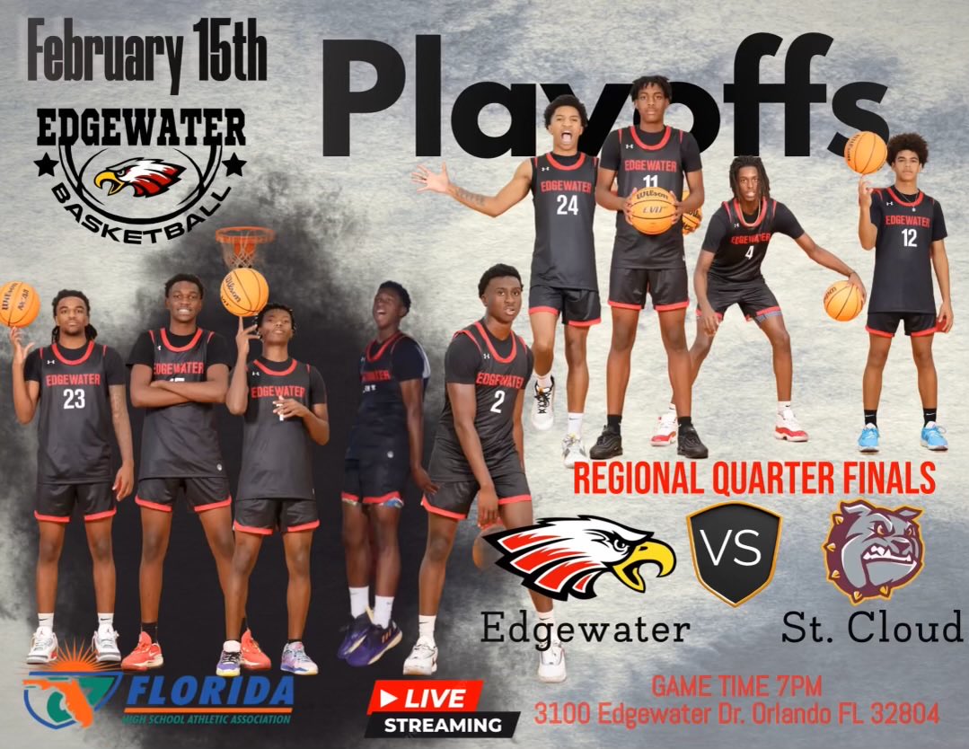 EdgewaterBBall's tweet image. Playoff time for our Eagles!  Thursday night at 7 pm vs St Cloud HS.  We need to pack the NEST!  #hoopsquad #onegameatatime