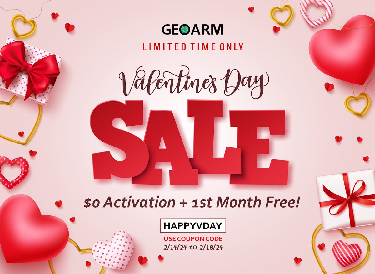 GeoArm's tweet image. 💖 Love is in the air @GeoArm this Valentines Day!

Enjoy $0 Activation and ONE MONTH of free monitoring! Enter coupon code &quot;HAPPYVDAY&quot; when signing up for New Alarm Monitoring (from 2/14/24 to 2/18/24).💲

#ValentinesDay #AlarmMonitoring #love #HomeSecurity #SpecialOffer #GeoArm