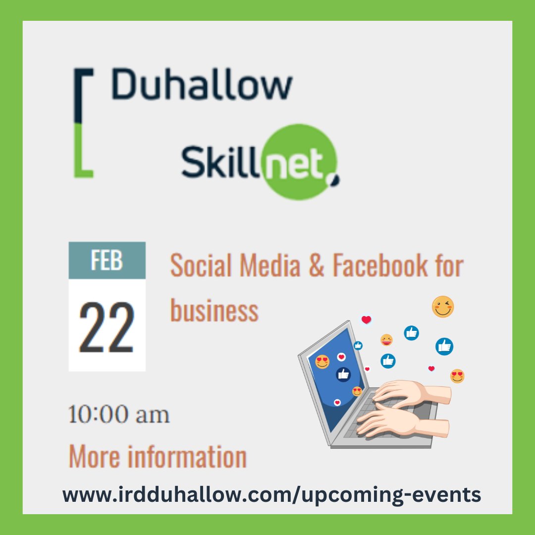 ⭐ UPCOMING COURSE ⭐
Are you ready to unlock the true potential of social media for your business? 🌐✨ Join our online Social Media and Facebook Training Course and learn how to promote and grow your business online.  Places limited so sign up now ➡ irdduhallow.com/events/faceboo…