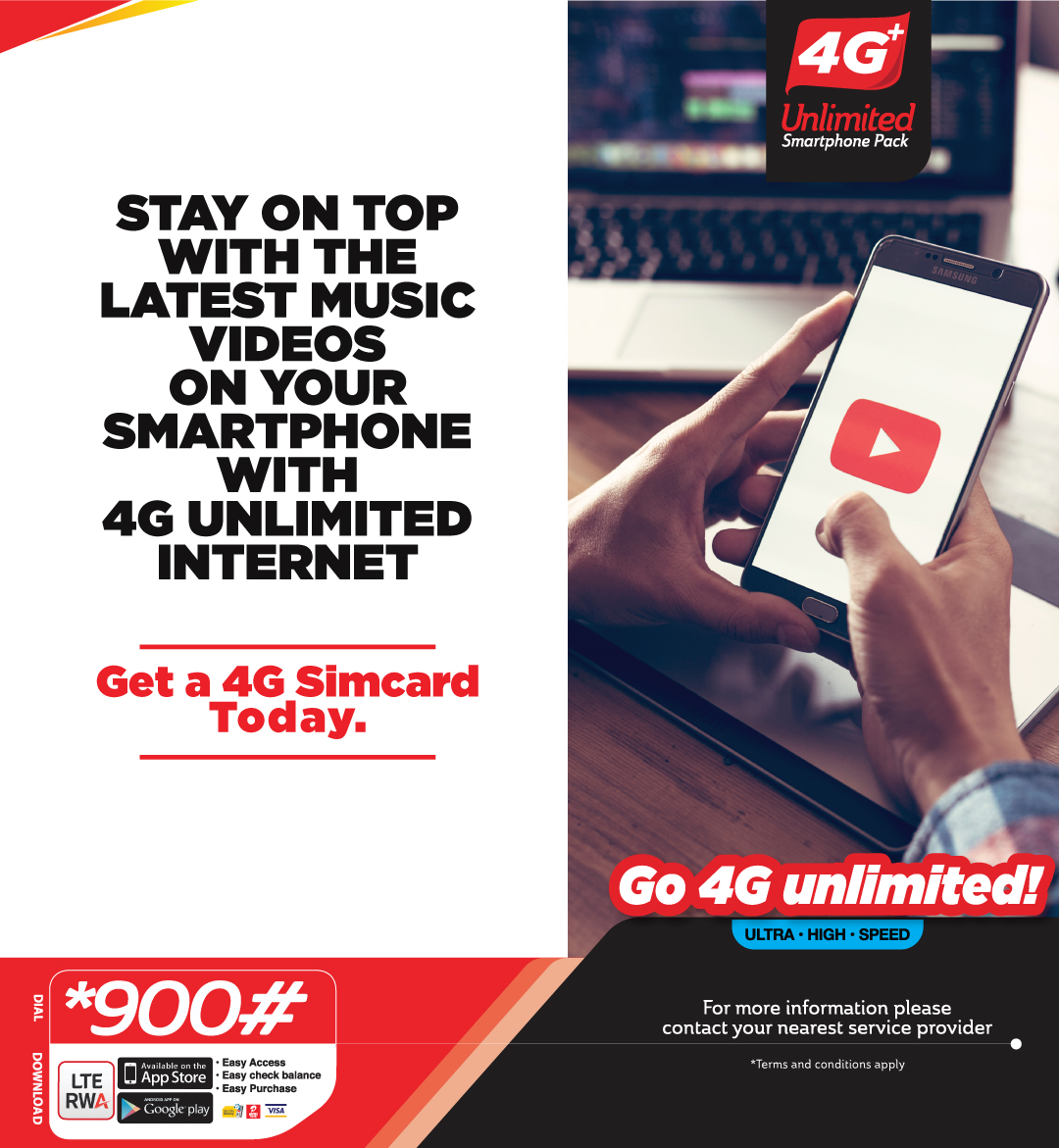 ktRwanda's tweet photo. Get yourself a 4G Smartphone Unlimited Pack today
& enjoy smooth, and fast streaming!
#LTESpeed #4Gforall #unlimiteddata https://t.co/Acp4vQV2QT