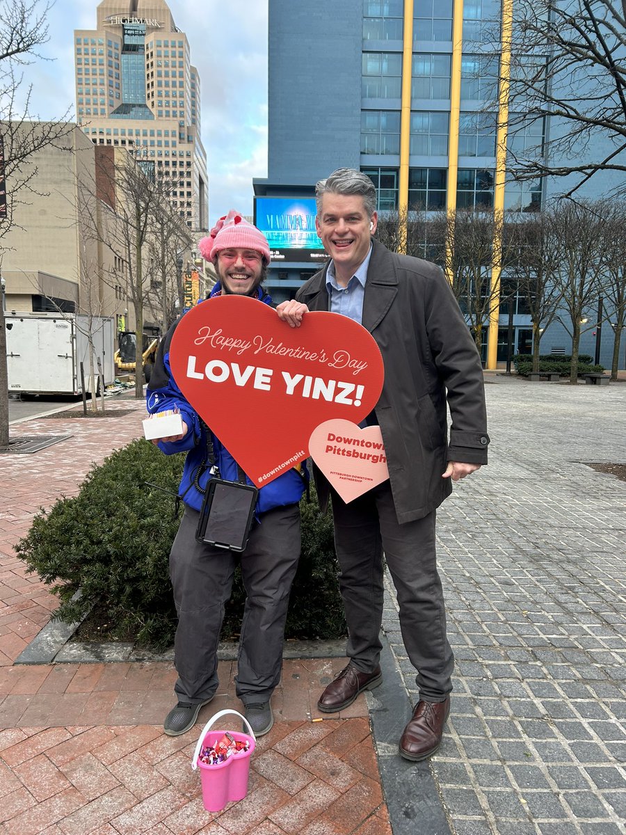 jwdtpitt's tweet photo. Are you our Valentine? We are spreading the love and supporting 7 local businesses this morning around @DowntownPitt #loveyinz https://t.co/5V2HuBnDwv