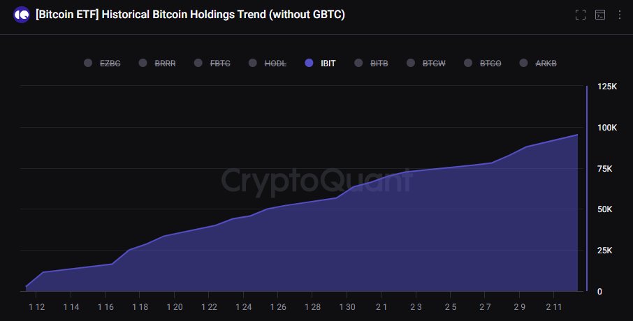 세계최대 자산운용사인 블랙록이 보유한 비트코인은 어느새 10만개에 도달하였습니다.

보유량이 지속적으로 늘고 있습니다.