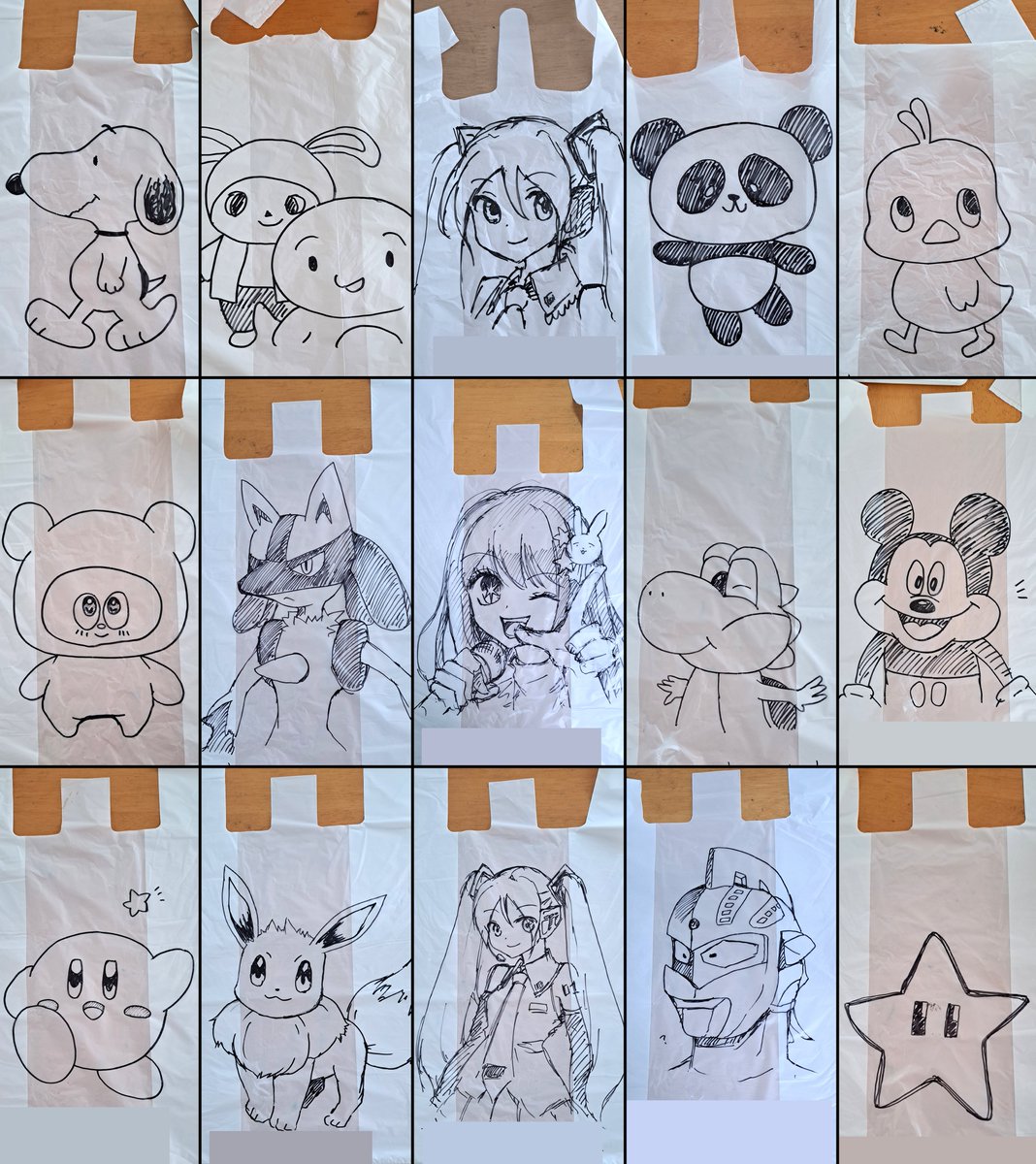 息子さん、幼稚園のプールお着替え用ビニール袋コレクション2023ver.

(息子さんのリクエストより。)

#幼稚園 #5歳 #プール #イラスト #育児 