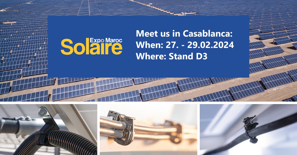 🌞 HellermannTyton is stepping into the spotlight at Solaire Expo Maroc in Casablanca for the first time. Join us at our booth D3.

Are you curious about our cable management products for solar plants? Just take a look here: brnw.ch/21wGY8N
