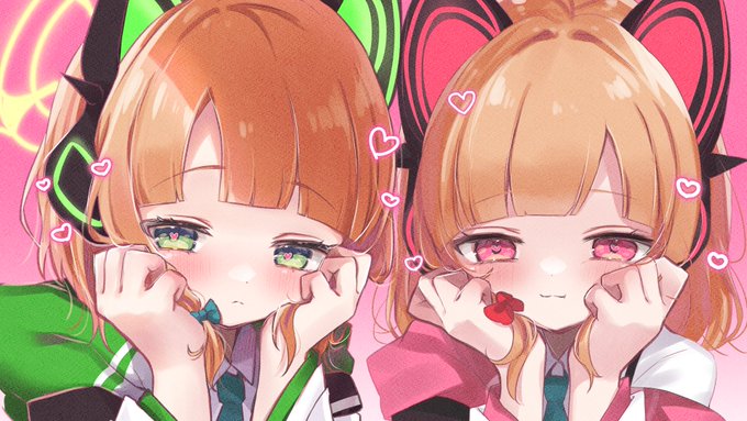 バレンタインなのでピンク多めのミドリとモモイ貼っておきます…💝 