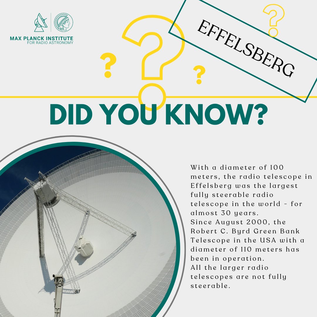 MPIfR_Bonn's tweet photo. #radioastronomy #radiotelescope #effelsberg #science #DidYouKnow https://t.co/DW3Azhuccm